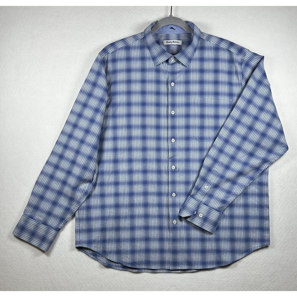 Tommy Bahama Men’s XL Lazlo Cheers Check Cotton-Silk Plaid Shirt